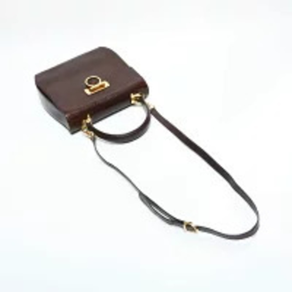 Salvatore Ferragamo Embossed Leather Gancini Handbag Brown - Picture 10 of 13